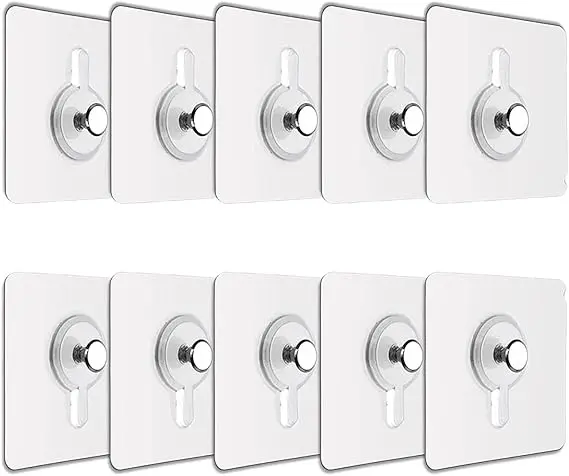 JIALTO 10 Pcs Self Adhesive Wall Hooks - Heavy Duty Transparent Hooks for Photo Frames Hooks, Wall Clocks, Keys - No Damage, Easy Installation