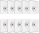 JIALTO 10 Pcs Self Adhesive Wall Hooks - Heavy Duty Transparent Hooks for Photo Frames Hooks, Wall Clocks, Keys - No Damage, Easy Installation