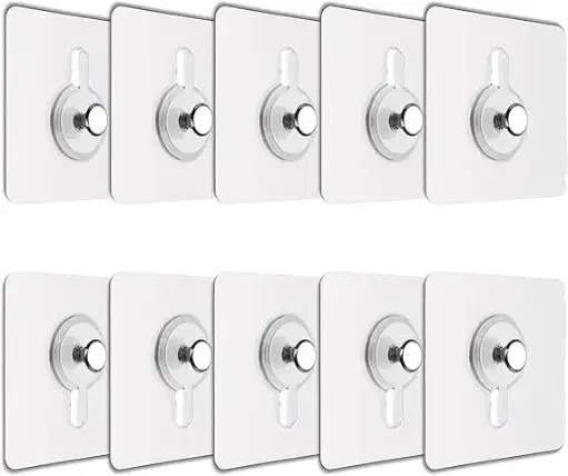 JIALTO 10 Pcs Self Adhesive Wall Hooks - Heavy Duty Transparent Hooks for Photo Frames Hooks, Wall Clocks, Keys - No Damage, Easy Installation